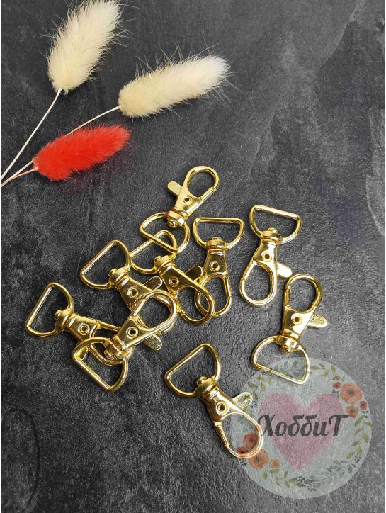 Карабин застежка металлический 3,7*1,5см. (золото)